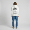 White BMW R1200GS hoodie full body back view showing large R1200GS back print | Durty Bikerz