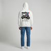 White BMW S1000RR hoodie full body back view showing large S1000RR back print | Durty Bikerz