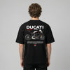 Black Ducati Panigale V4 SP2 t-shirt full body back view with large Panigale V4 SP2 back print | Durty Bikerz