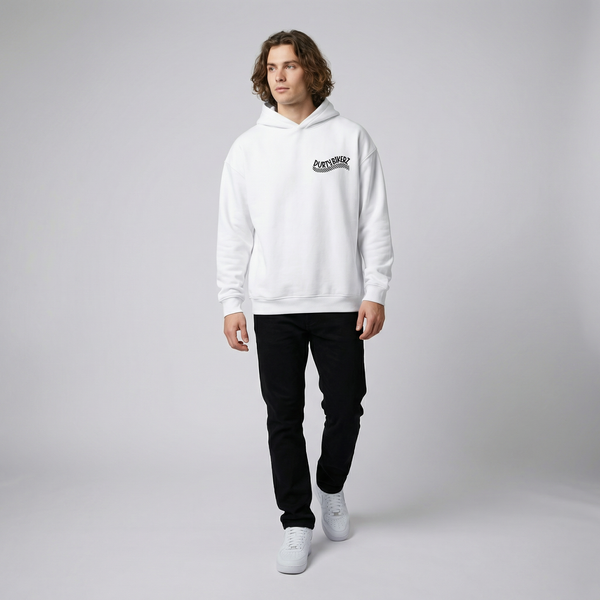 White Honda Africa Twin hoodie full body front view | Durty Bikerz