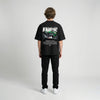 Black Kawasaki Ninja 400 KRT t-shirt full body back view with large Ninja 400 KRT back print | Durty Bikerz