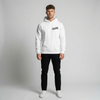 White Kawasaki Ninja H2R hoodie full body back view showing large H2R back print | Durty Bikerz