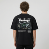 Black Kawasaki Ninja H2R t-shirt back view with Ninja H2R supercharged superbike graphic print | Durty Bikerz