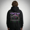 Black Kawasaki ZX-10R Trickstar hoodie back view with ZX-10R superbike graphic print | Durty Bikerz
