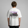 White Kawasaki ZX-10R Trickstar t-shirt full body back view showing large ZX-10R back print | Durty Bikerz