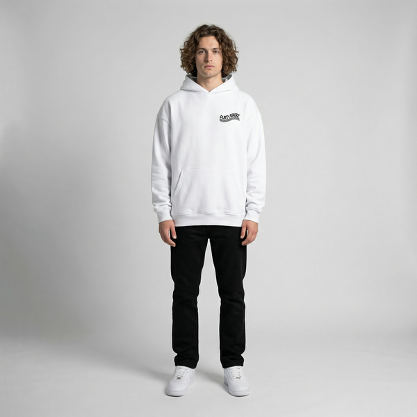 White KTM RC8C hoodie full body front view | Durty Bikerz