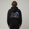Black Monster Energy Yamaha MotoGP hoodie back view with MotoGP bike graphic print | Durty Bikerz