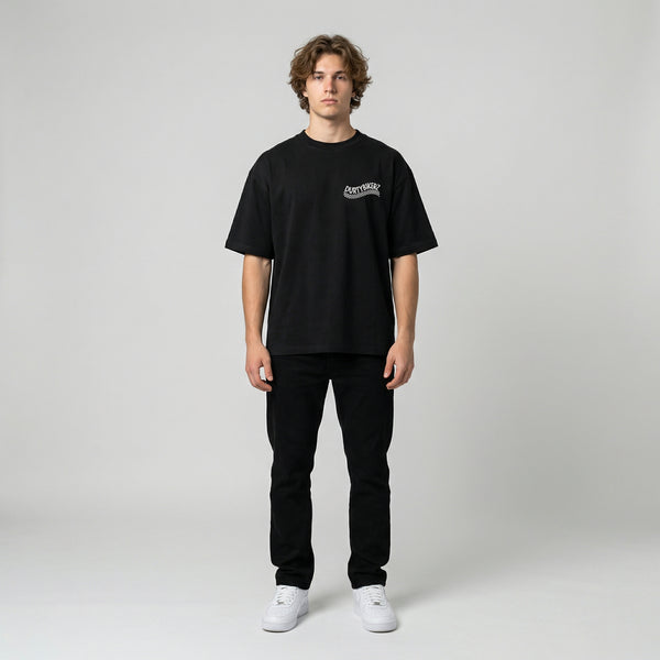 Black Monster Energy Yamaha MotoGP t-shirt full body front view | Durty Bikerz