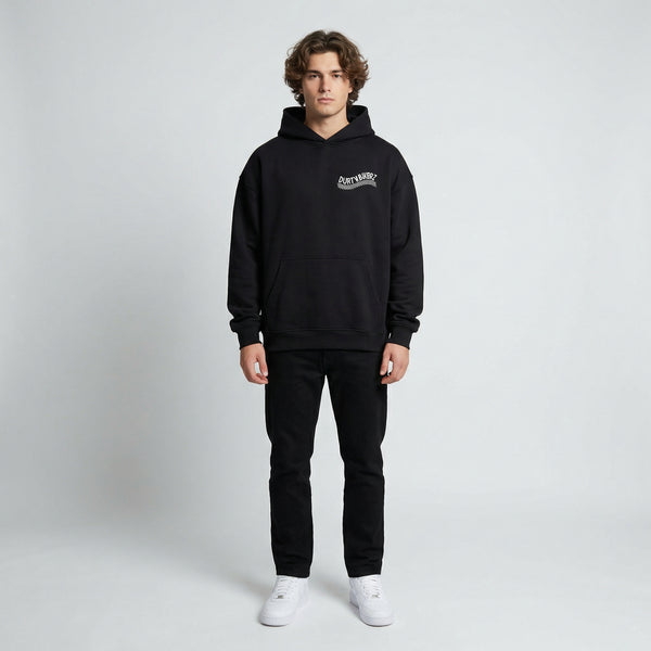 Black Team Ducati MotoGP hoodie full body front view | Durty Bikerz