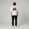 White Team Ducati MotoGP t-shirt full body back view showing large MotoGP back print | Durty Bikerz