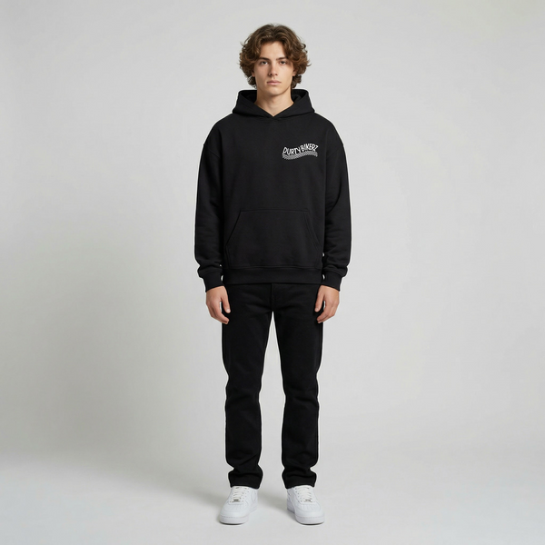 Black Team KTM MotoGP hoodie full body back view with large MotoGP back print | Durty Bikerz