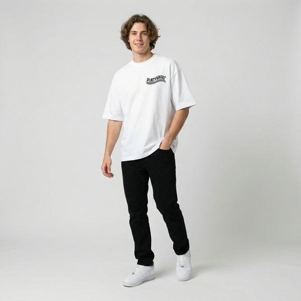 White Valentino Rossi MotoGP t-shirt full body front view | Durty Bikerz