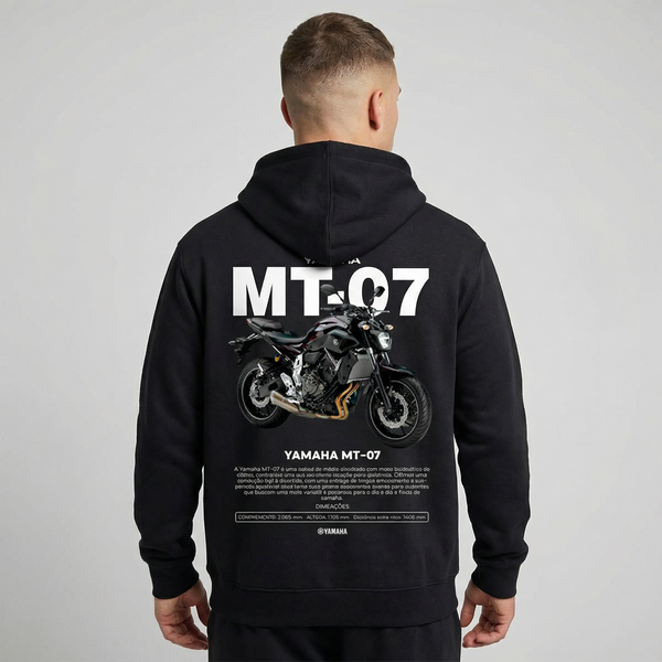 White Yamaha MT-07 hoodie full body front view | Durty Bikerz