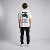 White Yamaha MT-07 t-shirt full body back view showing large MT-07 back print | Durty Bikerz