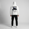 White Yamaha MT-09 hoodie full body back view showing large MT-09 back print | Durty Bikerz