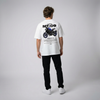 White Yamaha MT-09 t-shirt full body back view showing large MT-09 back print | Durty Bikerz