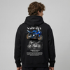 Black Yamaha YZF-R1 hoodie back view with YZF-R1 superbike graphic print | Durty Bikerz