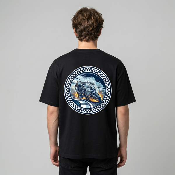 Black eagle motorcycle graphic t-shirt back view