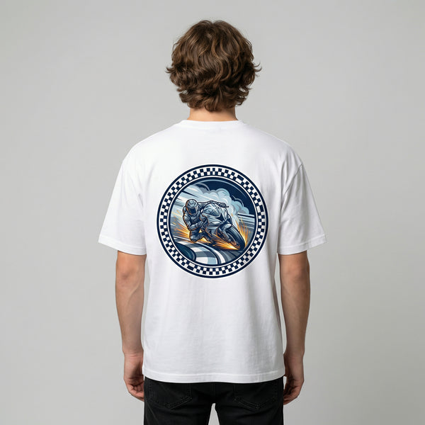White eagle motorcycle graphic t-shirt back view