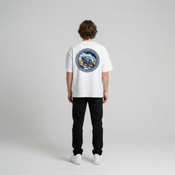 White eagle motorcycle graphic t-shirt front view