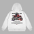 White Aprilia MotoGP hoodie with official racing motorcycle design printed on the back