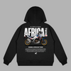 Black hoodie with Africa Twin print celebrating off-road heritage and Dakar styling