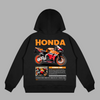 Black hoodie with striking Honda CBR Repsol MotoGP artwork and high-performance racing colors
