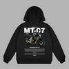 Black Yamaha MT-07 hoodie with striking motorcycle graphic printed on the back