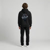 Black moto helmet graphic hoodie back full view