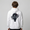 White moto helmet graphic hoodie back view