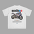 White T-shirt featuring BMW S1000RR superbike with blueprint and racing-style graphics on the back