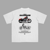 White T-shirt with Harley-Davidson Sportster blueprint and bike design printed on the back