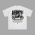 White T-shirt with bold Africa Twin motorcycle print and Dakar-inspired typography on the back