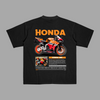 Black t-shirt with iconic Honda CBR in Repsol livery, MotoGP-inspired graphic print