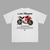 White Honda LCR MotoGP T-shirt with racing motorcycle graphic in official Idemitsu livery printed on the back