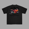Black KTM MotoGP T-shirt with bold Red Bull livery and KTM racing bike design on the back