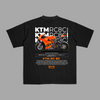 Black KTM RC8C T-shirt featuring bold graphic of the rare KTM superbike with racing specs