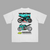 T-shirt blanc avec moto Petronas Yamaha Valentino Rossi vue de dos sur fond gris