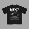 Black Yamaha MT-07 T-shirt with bold motorcycle graphic printed on the back