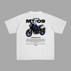 t-shirt blanc yamaha mt09 moto vue dos impression bleu jantes assorties