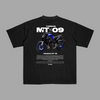 t-shirt noir yamaha mt09 moto vue dos impression bleu jantes assorties