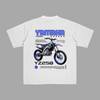 White Yamaha YZ250 T-shirt with motocross blueprint design printed on the back