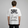 White BMW R1200 GS t-shirt back view with R1200GS adventure motorcycle graphic print | Durty Bikerz