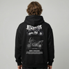 Black BMW R1200GS hoodie back view with R1200GS adventure motorcycle graphic print | Durty Bikerz