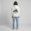 White BMW R1250 GS hoodie full body back view showing large R1250 GS back print | Durty Bikerz
