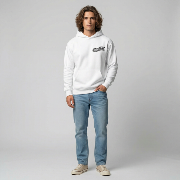 White BMW R1250 GS hoodie full body front view | Durty Bikerz