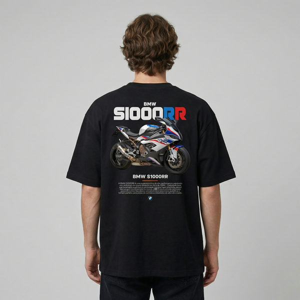 Black BMW S1000RR t-shirt back view with S1000RR superbike graphic print | Durty Bikerz