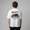 White Ducati Panigale V4 SP2 t-shirt back view with Panigale V4 SP2 superbike graphic print | Durty Bikerz