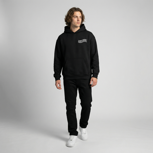 Black Honda Africa Twin hoodie full body front view | Durty Bikerz