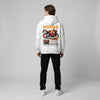 White Honda CBR Repsol hoodie full body back view showing large Repsol back print | Durty Bikerz